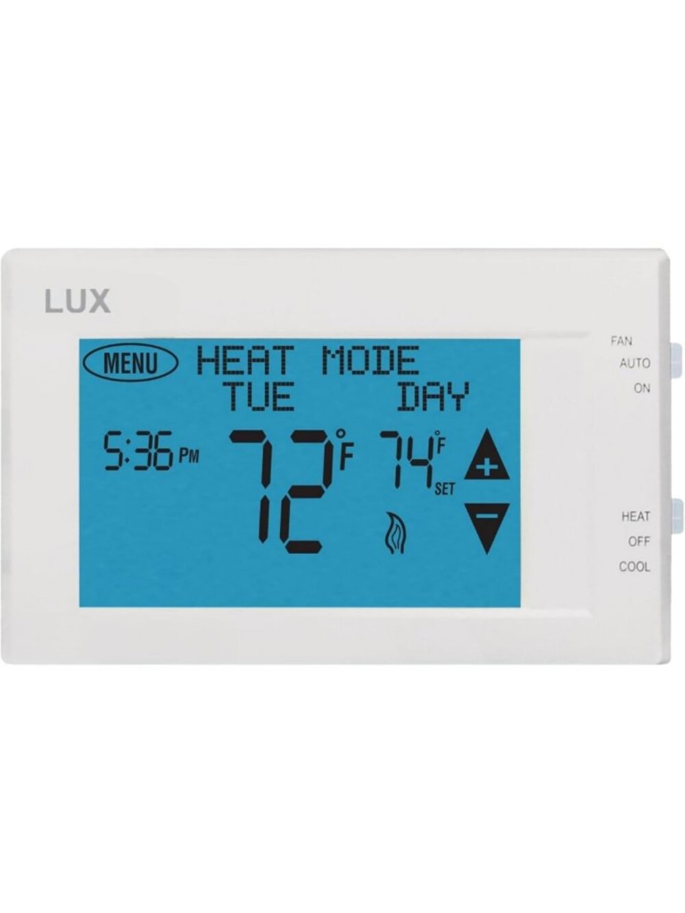 Large Touchscreen Programmable 7-Day Thermostat for Heating & Cooling, White